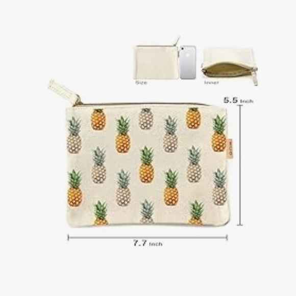 Pineapple Canvas Cosmetic Bag - Picture 4 of 6